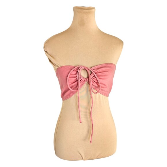 Sunday Best Aritzia Tie Front Pink Bandeau Top Sz S - Picture 1 of 6